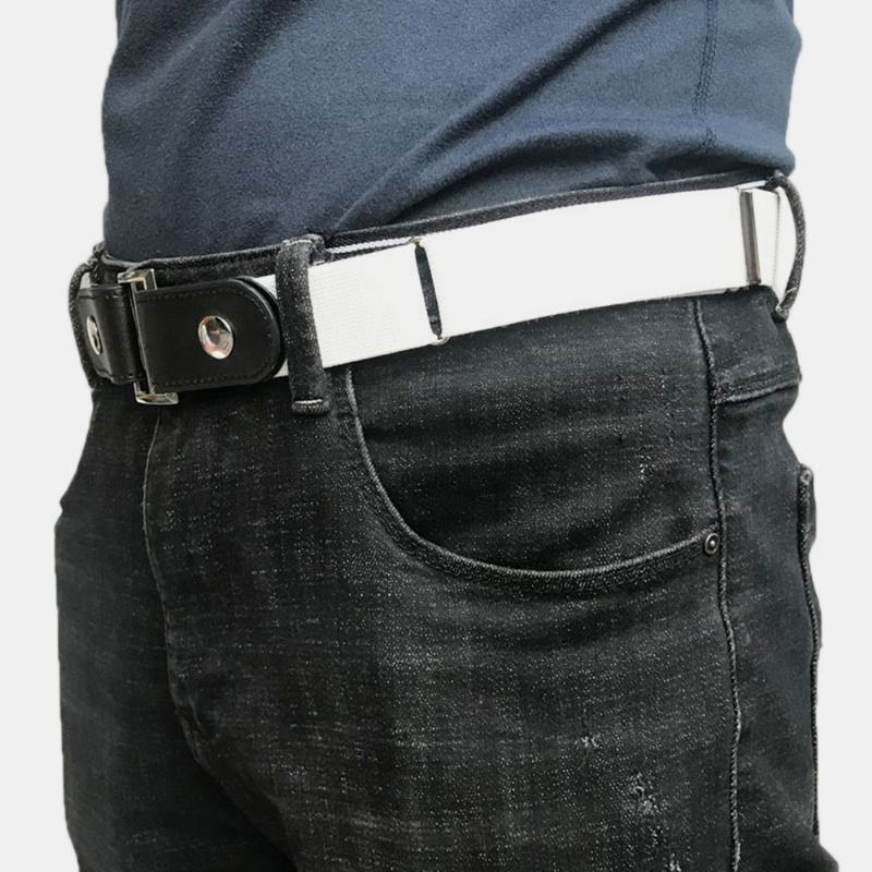 Męski Pasek Ze Skóry Pu Regulowany Wąski Elastyczny Niewidoczny Podwójnego Zastosowania Wild Jeans Belt