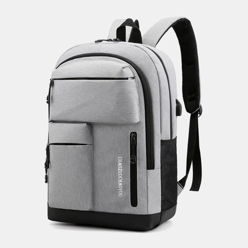 Męski Plecak Ładujący Usb Z Wieloma Kieszeniami Oxford Casual Wild Waterproof School Bag