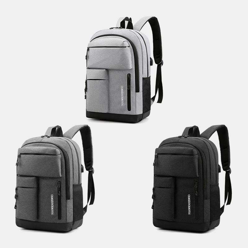 Męski Plecak Ładujący Usb Z Wieloma Kieszeniami Oxford Casual Wild Waterproof School Bag