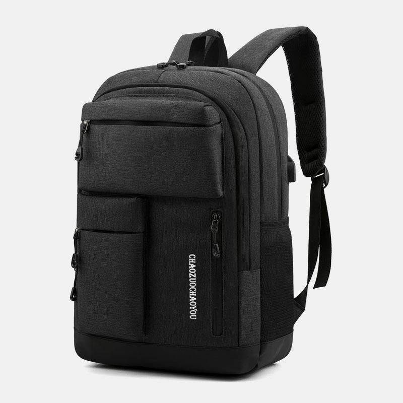 Męski Plecak Ładujący Usb Z Wieloma Kieszeniami Oxford Casual Wild Waterproof School Bag