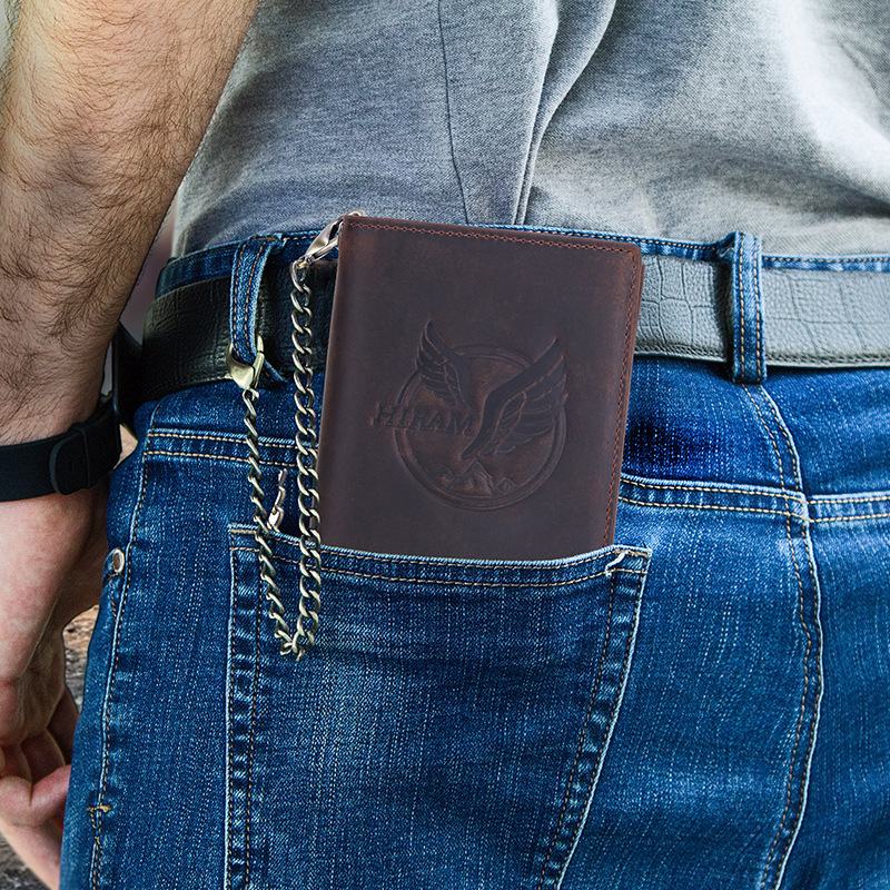 Męski Portfel Z Prawdziwej Skóry Trifold Anti-theft Brush Multi-card Slot Card Holder Portmonetka Klip Na Pieniądze
