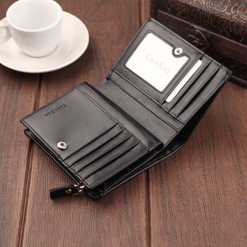 Męski Portfel Ze Skóry Pu Outdoor Travel Retro Zipper Credit Card Id Card Holder Przenośna Torebka Kieszonkowa