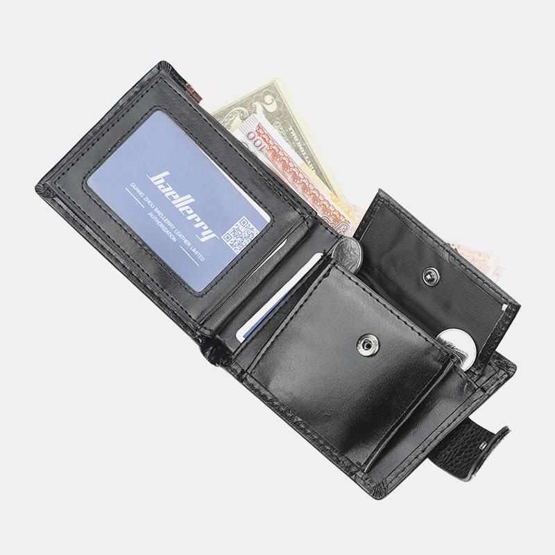 Męski Portfel Ze Sztucznej Skóry W Kontrastowym Kolorze Retro Business Moda Card Holder