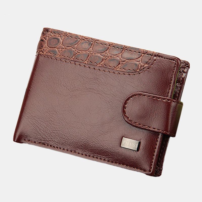 Męski Portfel Ze Sztucznej Skóry W Kontrastowym Kolorze Retro Business Moda Card Holder