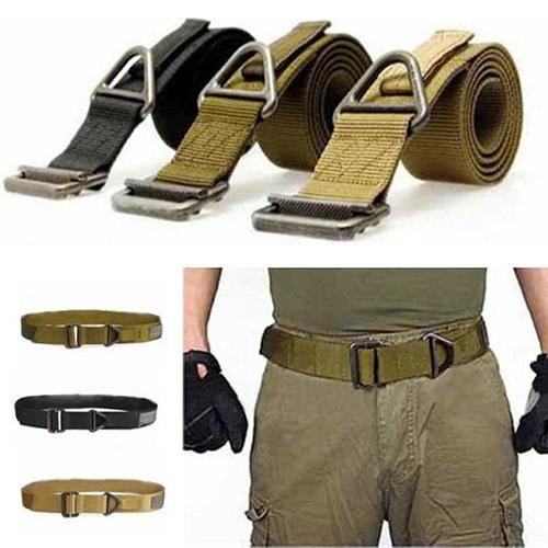 Męski Regulowany Wojskowy Płótno Ratownicze Rigger Belt Canvas Casual Belt