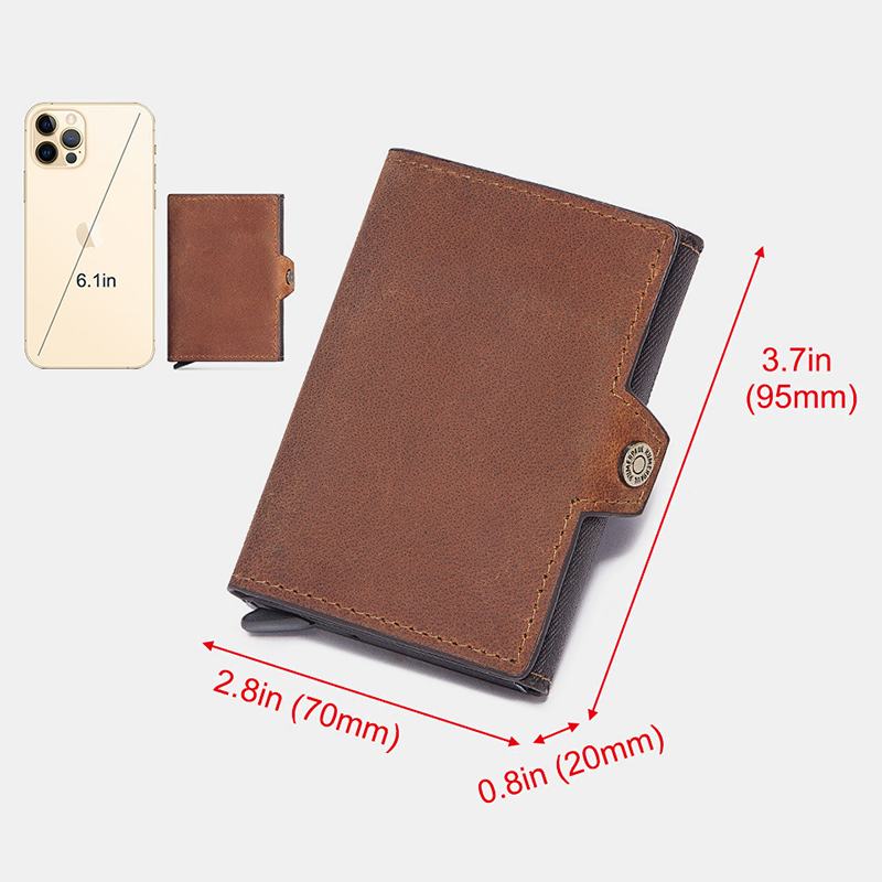 Męski Retro Blokujący Antymagnetyczny Portfel Ze Skóry Bydlęcej Casual Multi-card Slot Hasp Card Holder Wielofunkcyjny Klips Na Pieniądze