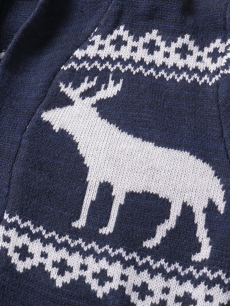 Męski Świąteczny Sweter Z Reniferem Gruby Ciepły Swobodny Sweter Z Dzianiny
