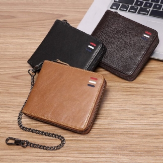 Męski Skórzany Łańcuch Antykradzieżowy Multi-slot Retro Business Card Holder Wallet