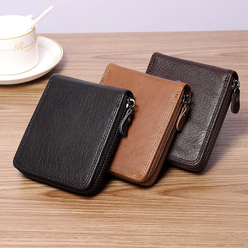 Męski Skórzany Łańcuch Antykradzieżowy Multi-slot Retro Business Card Holder Wallet