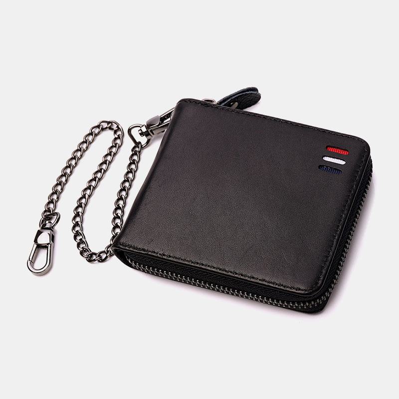 Męski Skórzany Łańcuch Antykradzieżowy Multi-slot Retro Business Card Holder Wallet