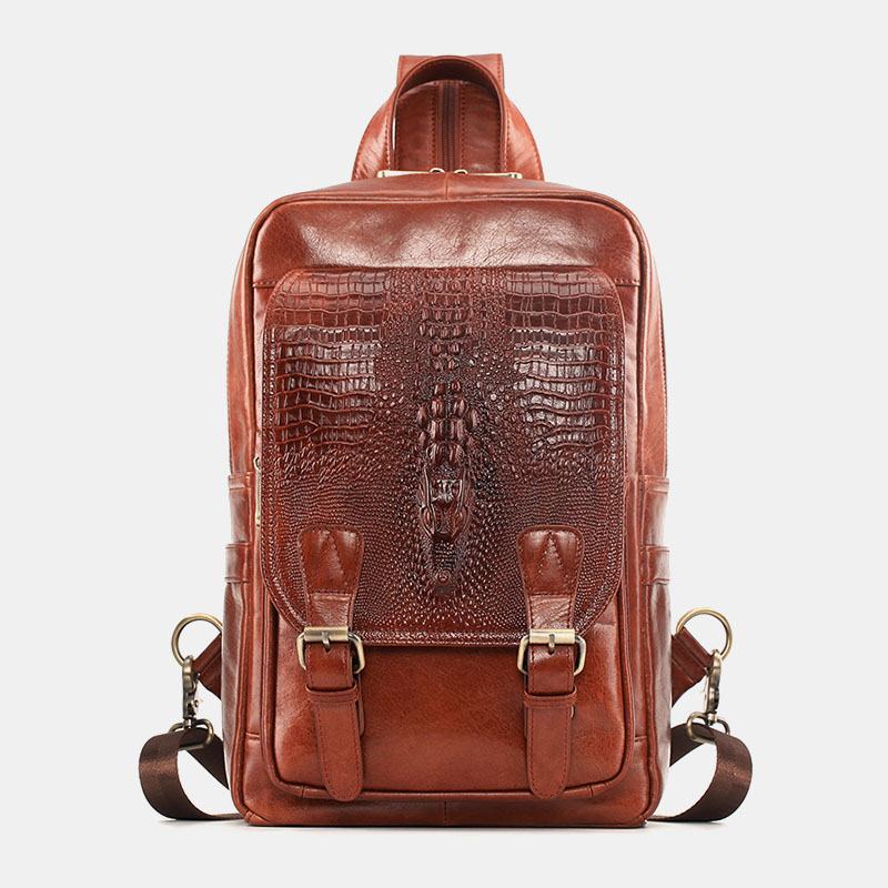 Męski Skórzany Plecak O Dużej Pojemności Z Wieloma Przegródkami Retro Wielofunkcyjne Torby Na Ramię Crossbody