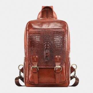 Męski Skórzany Plecak O Dużej Pojemności Z Wieloma Przegródkami Retro Wielofunkcyjne Torby Na Ramię Crossbody