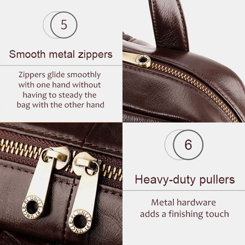 Męski Skórzany Plecak O Dużej Pojemności Z Wieloma Przegródkami Retro Wielofunkcyjne Torby Na Ramię Crossbody