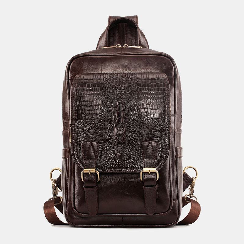 Męski Skórzany Plecak O Dużej Pojemności Z Wieloma Przegródkami Retro Wielofunkcyjne Torby Na Ramię Crossbody