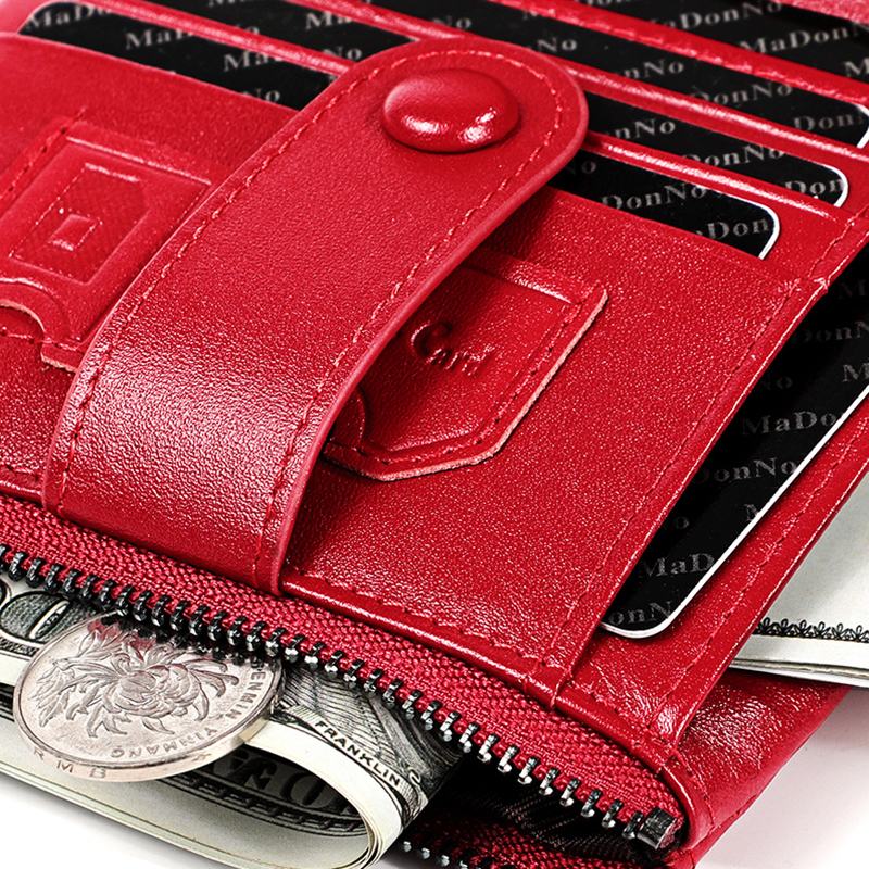 Męski Skórzany Podwójny Zamek Błyskawiczny Retro Business Casual Style Multi-pocket Solid Color Wallet Z Łańcuszkiem