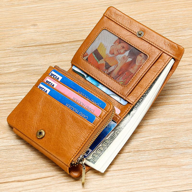 Męski Skórzany Retro Trifold Multi Card Slot Casual Card Holder Portfel