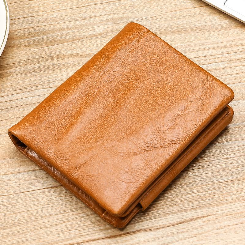 Męski Skórzany Retro Trifold Multi Card Slot Casual Card Holder Portfel