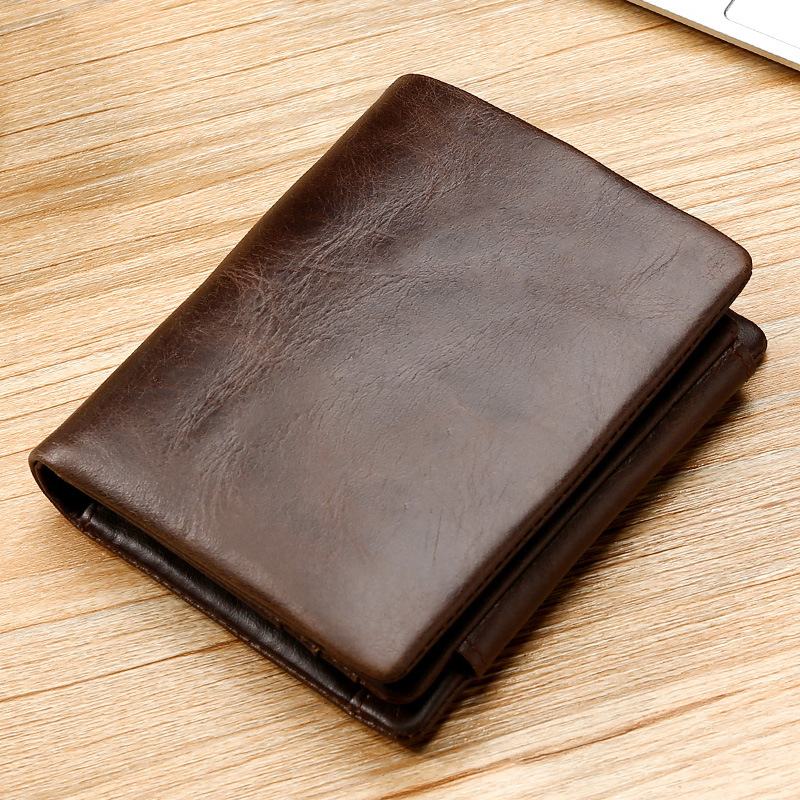 Męski Skórzany Retro Trifold Multi Card Slot Casual Card Holder Portfel