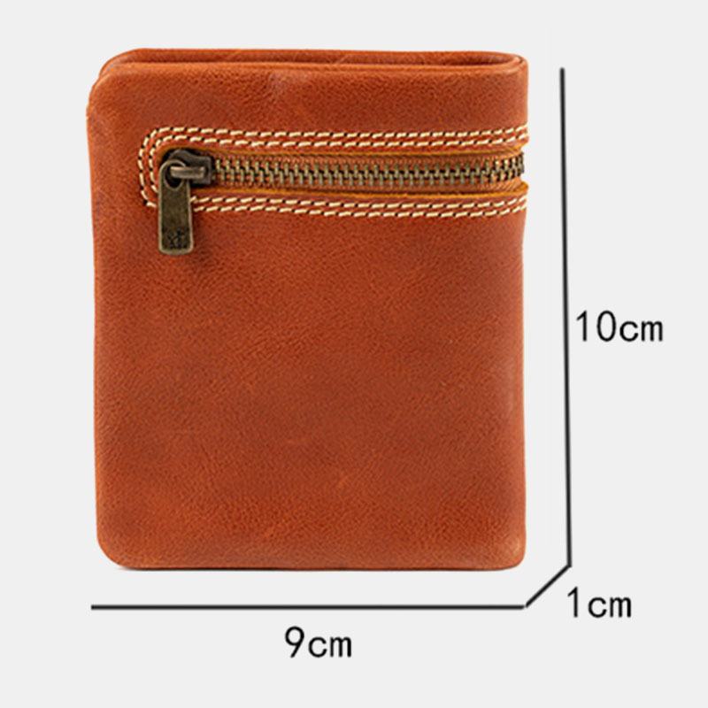 Męski Skórzany Ultra-cienki Krótki Portfel Retro Bifold Mini Etui Na Karty Money Clip