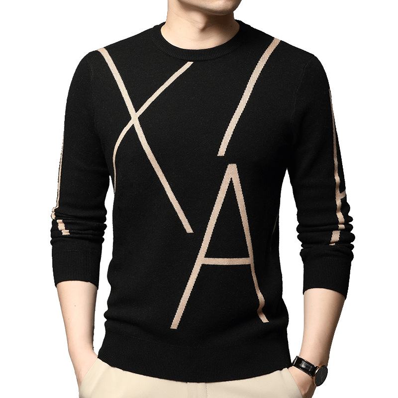 Męski Sweter Z Długimi Rękawami W Koreańskim Stylu Żakardowy Modny Trend Młodzieżowy Dolna Koszula