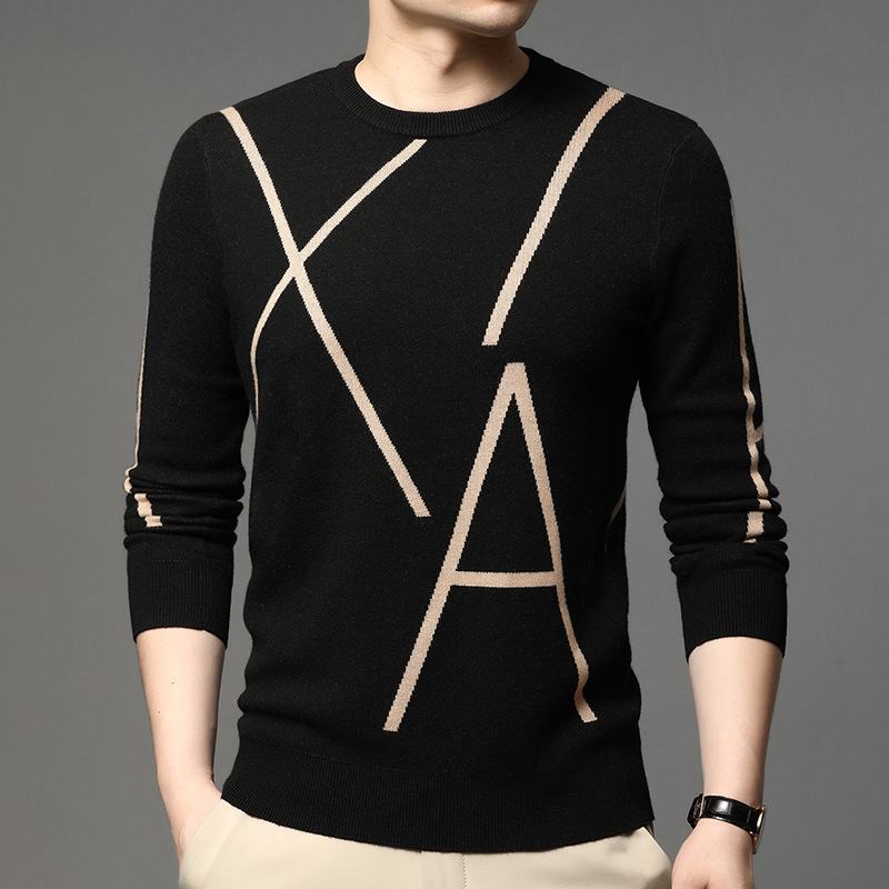 Męski Sweter Z Długimi Rękawami W Koreańskim Stylu Żakardowy Modny Trend Młodzieżowy Dolna Koszula
