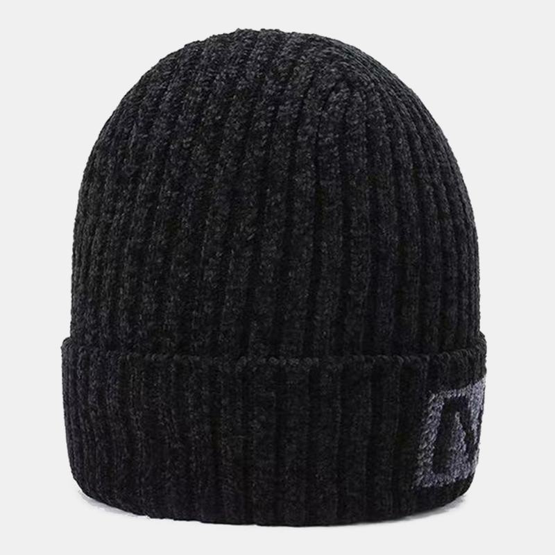 Męski Wzór Listowy Jesienno-zimowa Ochrona Słuchu Fajna Ochrona CZapka Z Dzianiny Elastyczny Zagęszczenie Plus Aksamitna Ciepła CZapka CZapka Typu Beanie