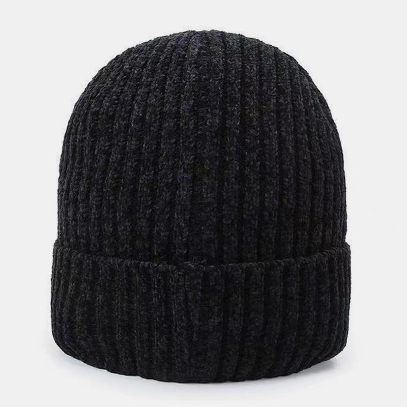 Męski Wzór Listowy Jesienno-zimowa Ochrona Słuchu Fajna Ochrona CZapka Z Dzianiny Elastyczny Zagęszczenie Plus Aksamitna Ciepła CZapka CZapka Typu Beanie