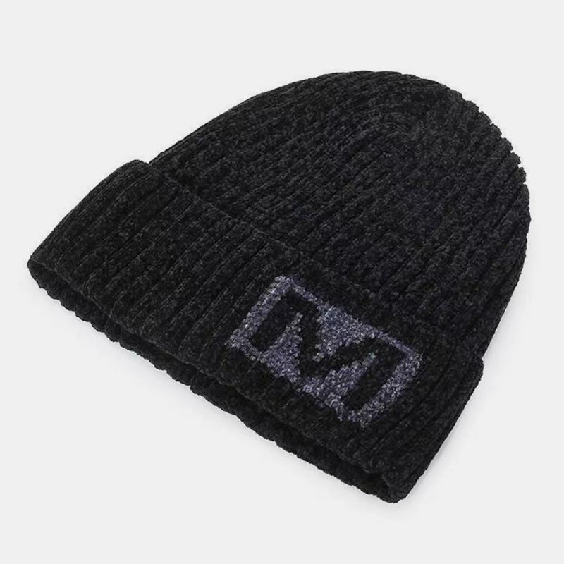 Męski Wzór Listowy Jesienno-zimowa Ochrona Słuchu Fajna Ochrona CZapka Z Dzianiny Elastyczny Zagęszczenie Plus Aksamitna Ciepła CZapka CZapka Typu Beanie