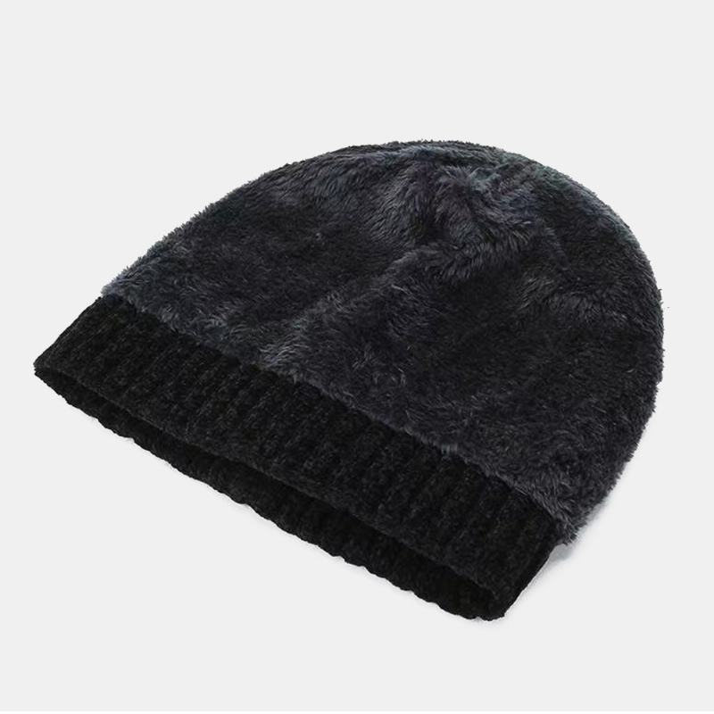 Męski Wzór Listowy Jesienno-zimowa Ochrona Słuchu Fajna Ochrona CZapka Z Dzianiny Elastyczny Zagęszczenie Plus Aksamitna Ciepła CZapka CZapka Typu Beanie