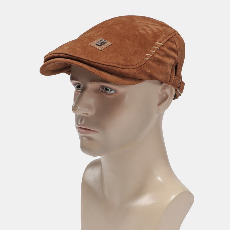 Męski Zamsz Z Ręcznie Robionym Wzorem Ściegu Ze Sztucznej Skóry Casual Moda Personality Forward Hat Beret Hat