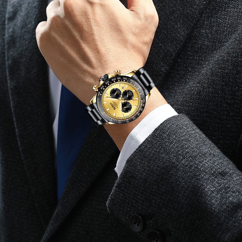 Męski Zegarek Na Rękę W Stylu Biznesowym Z Pełną Stalową Opaską Kalendarz Luminous Display Zegarek Kwarcowy