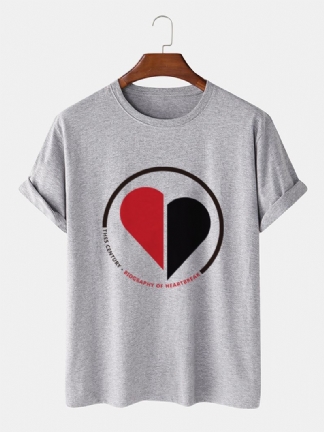 Męskie 100% Bawełniane Koszulki W Kształcie Serca W Kształcie Serca Z Okrągłym Dekoltem
