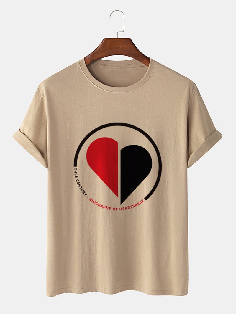 Męskie 100% Bawełniane Koszulki W Kształcie Serca W Kształcie Serca Z Okrągłym Dekoltem