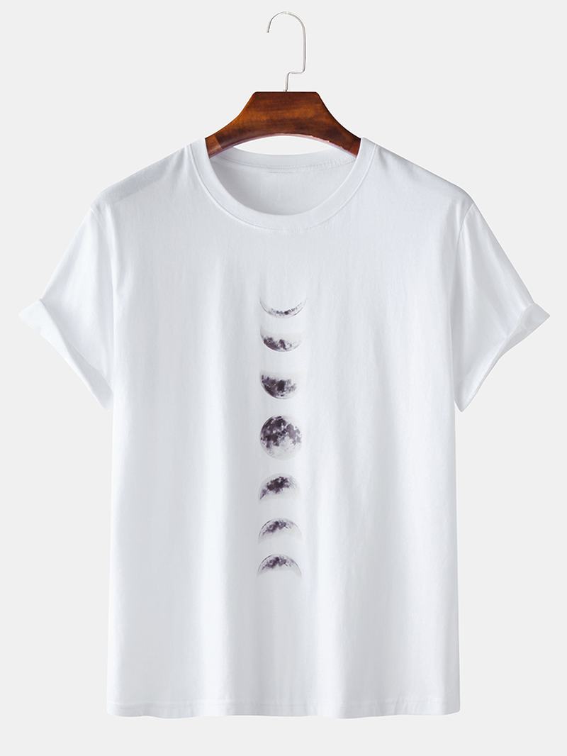 Męskie 100% Bawełniane Koszulki Z Krótkim Rękawem Z Nadrukiem Księżyca Eclipse
