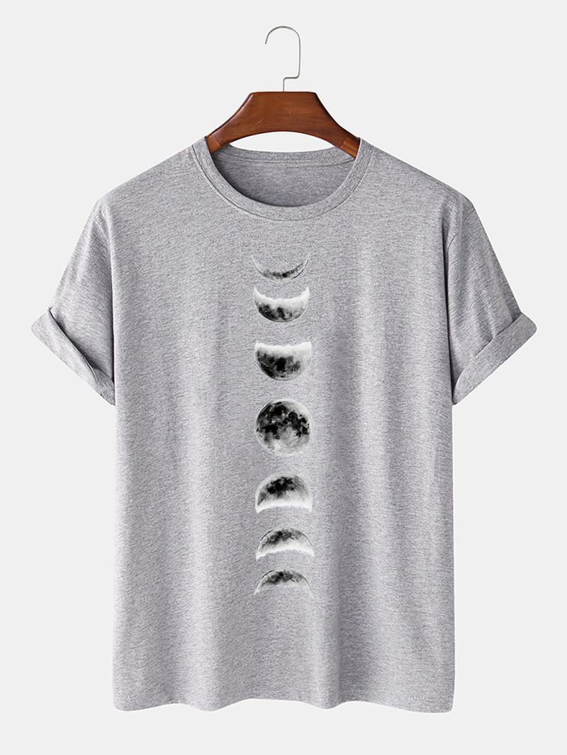 Męskie 100% Bawełniane Koszulki Z Krótkim Rękawem Z Nadrukiem Księżyca Eclipse