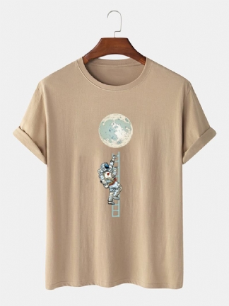 Męskie 100% Bawełniane Koszulki Z Krótkim Rękawem Z Zabawnym Nadrukiem Astronautów