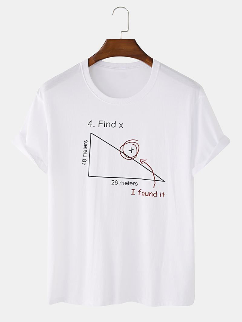 Męskie 100% Bawełniane Matematyczne Geometryczne Koszulki Z Krótkim Rękawem I Nadrukiem