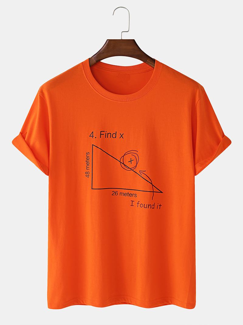 Męskie 100% Bawełniane Matematyczne Geometryczne Koszulki Z Krótkim Rękawem I Nadrukiem