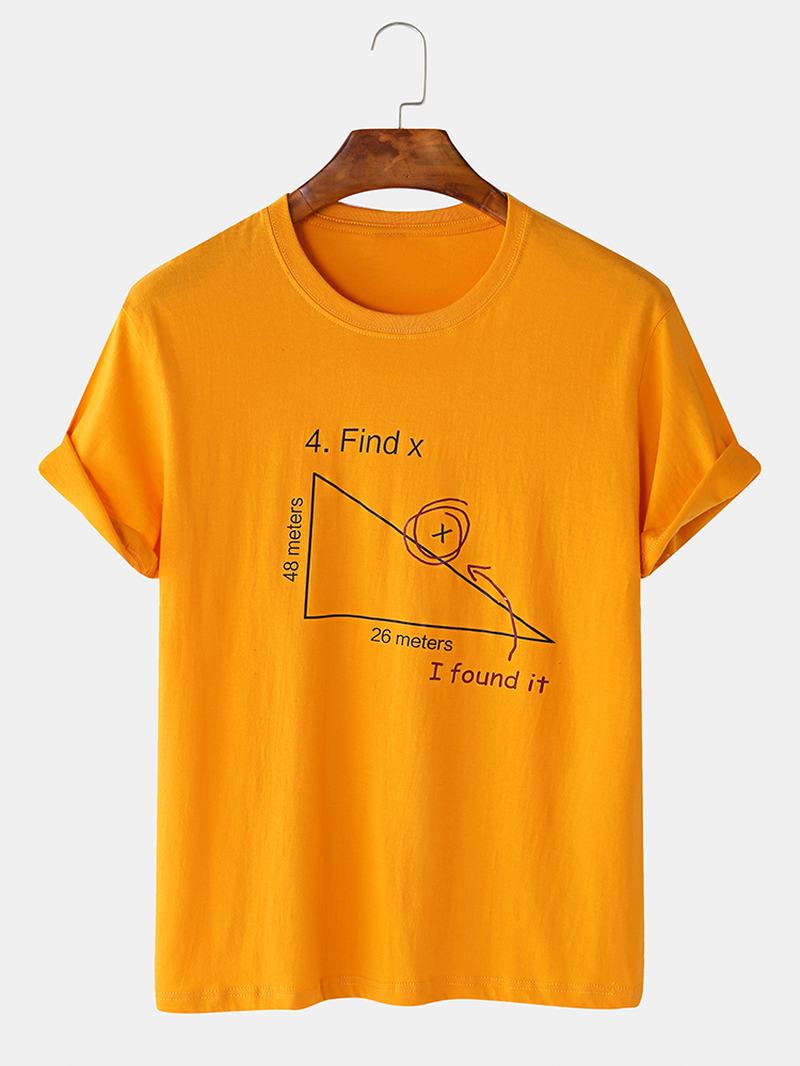 Męskie 100% Bawełniane Matematyczne Geometryczne Koszulki Z Krótkim Rękawem I Nadrukiem