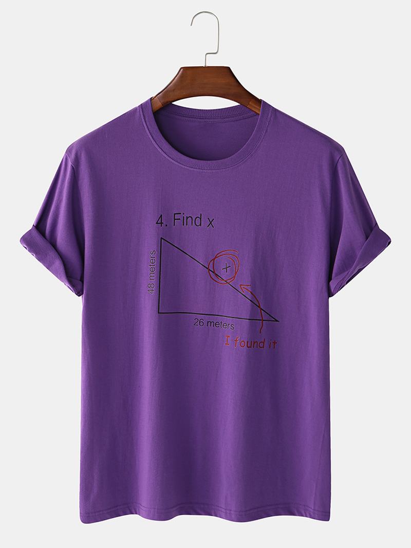 Męskie 100% Bawełniane Matematyczne Geometryczne Koszulki Z Krótkim Rękawem I Nadrukiem