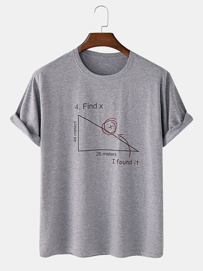 Męskie 100% Bawełniane Matematyczne Geometryczne Koszulki Z Krótkim Rękawem I Nadrukiem