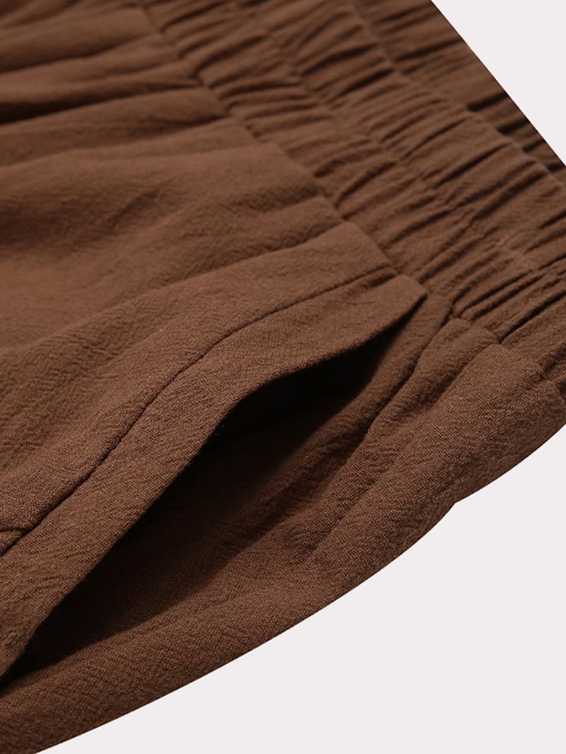 Męskie 100% Bawełniane Oddychające Spodnie W Jednolitym Kolorze