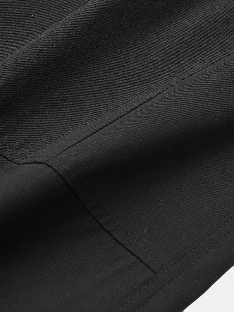 Męskie 100% Bawełniane Spodnie Z Elastycznym Ściągaczem W Pasie Casual CZarne Spodnie Jogger