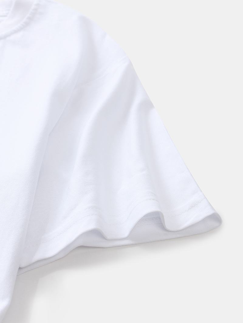 Męskie 100% Bawełniane T-shirty Z Nadrukiem W Cętki Z Okrągłym Dekoltem I Krótkim Rękawem