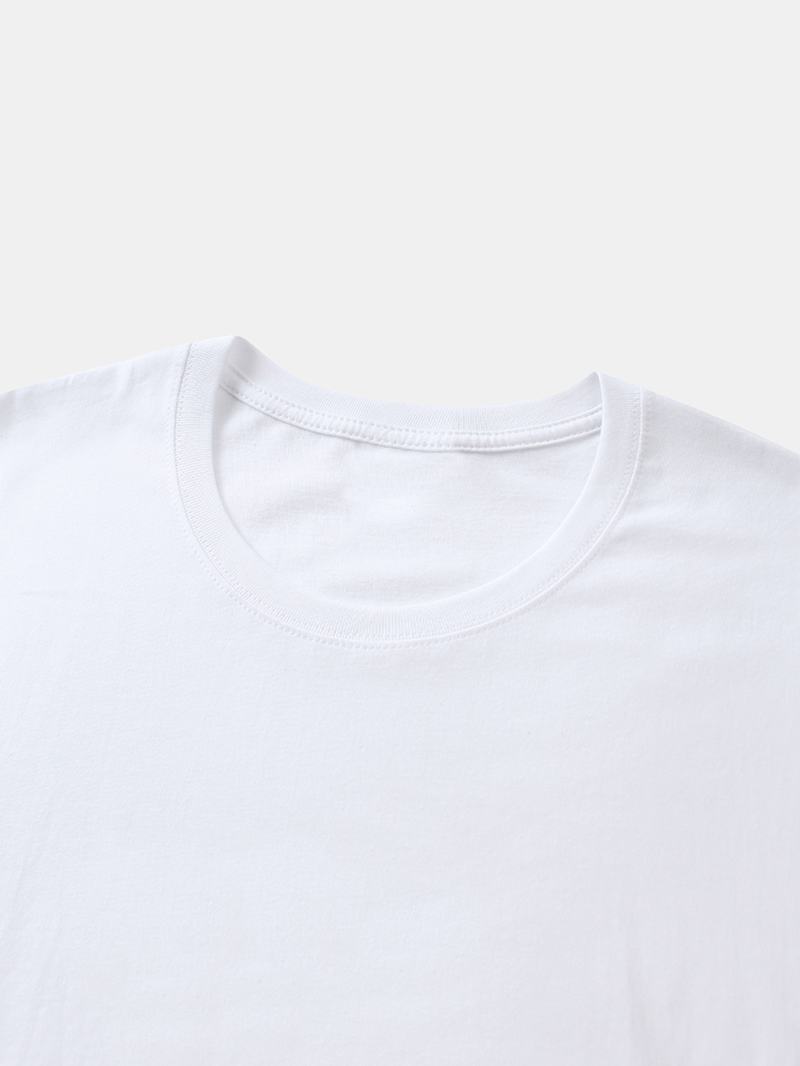 Męskie 100% Bawełniane T-shirty Z Nadrukiem W Cętki Z Okrągłym Dekoltem I Krótkim Rękawem