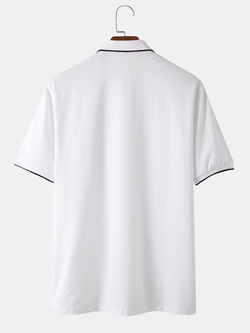 Męskie 100% Bawełniane Zapięcie Na Guziki Jednokolorowe Koszule Golfowe Na Co Dzień