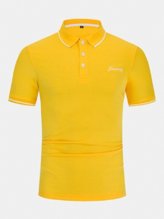 Męskie Bawełniane Koszule Do Golfa W Jednolitym Kolorze Z Zapięciem Na Guziki