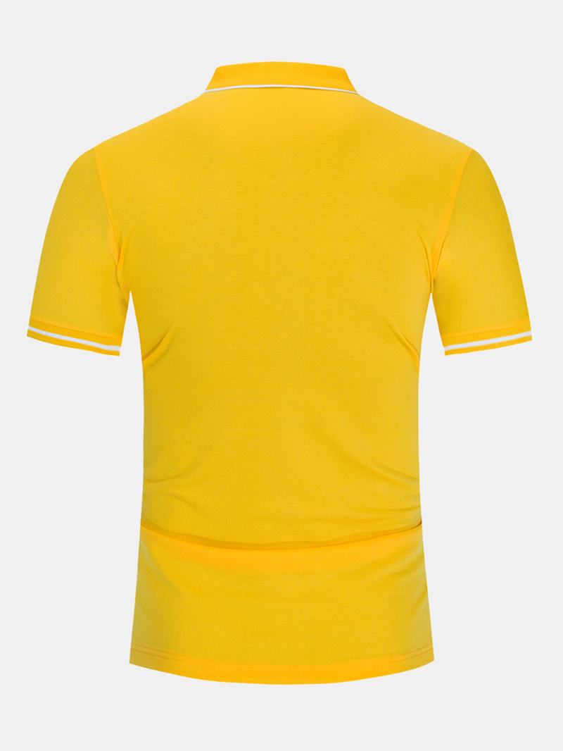 Męskie Bawełniane Koszule Do Golfa W Jednolitym Kolorze Z Zapięciem Na Guziki