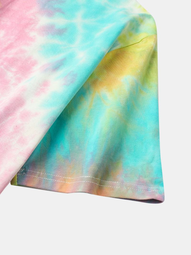 Męskie Bawełniane Koszulki Z Krótkim Rękawem Z Motywem Kwiatowym Tie Dye