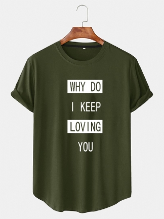 Męskie Bawełniane Slogan Graphics Curved Hem Casual T-shirty